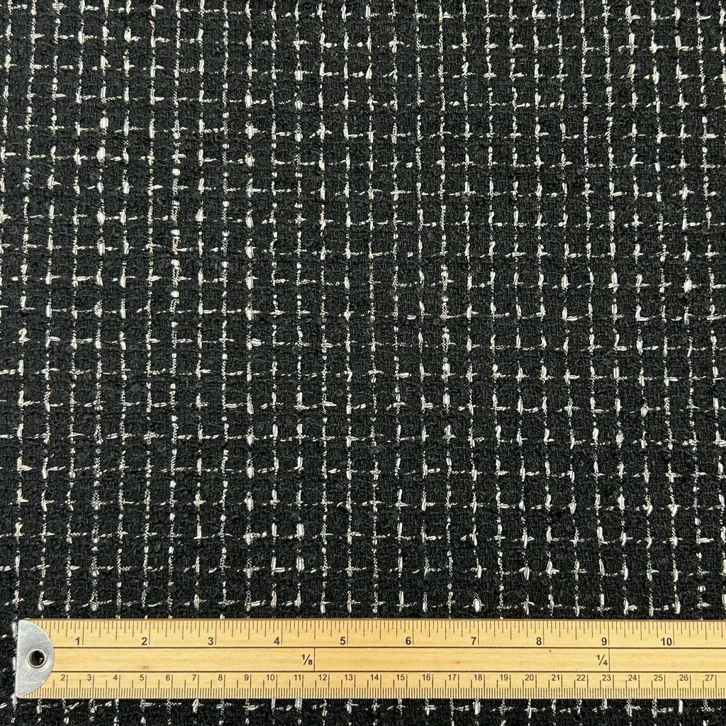 Textured Mini Squares Tweed Fabric with Gold Lurex Sparkle 2 Textured Mini Squares Tweed Fabric with Gold Lurex Sparkle - Image 2