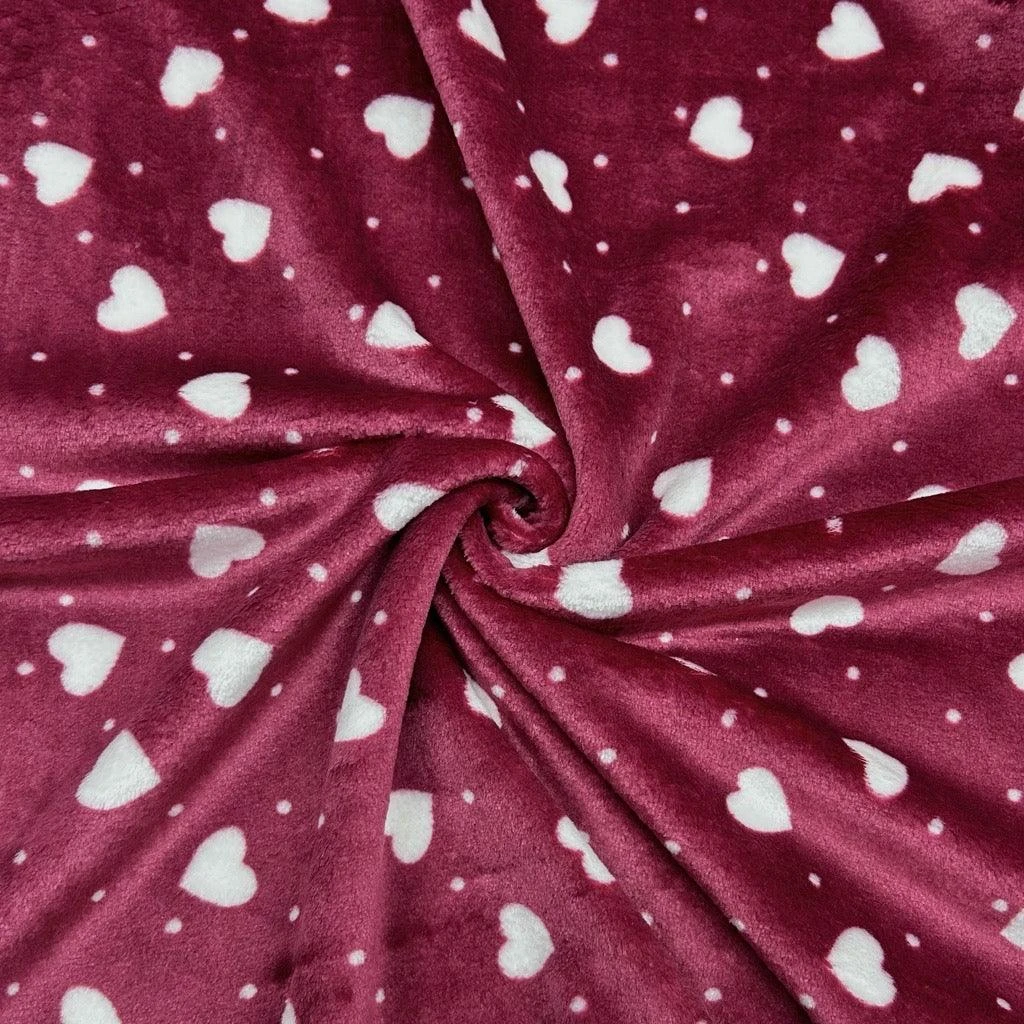 Ultra Soft Hearts and Dots Cuddle Fleece Fabric - 280gsm 4 Ultra Soft Hearts and Dots Cuddle Fleece Fabric - 280gsm - Image 4