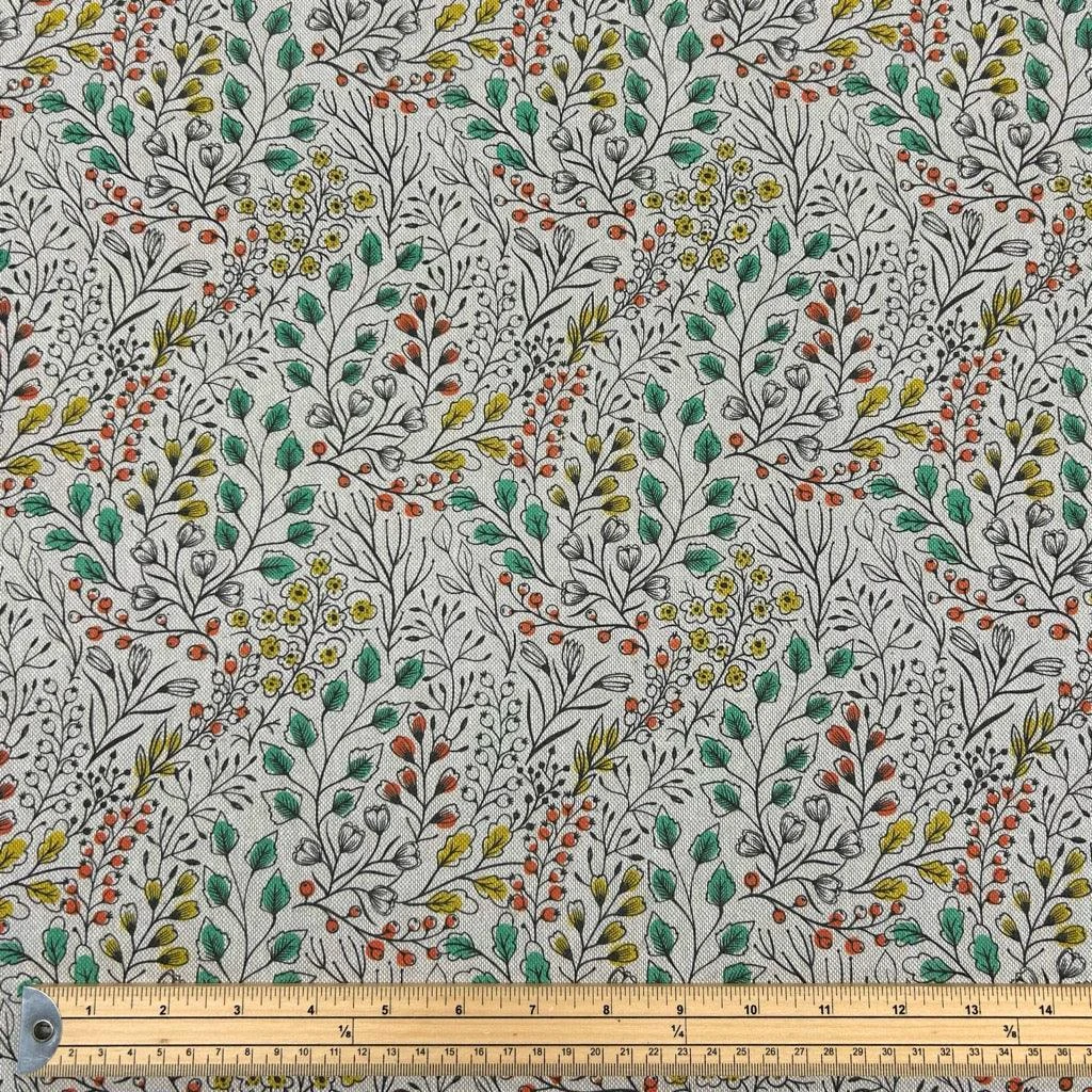 Floral Digital Print Linen Look Polycotton Fabric for Curtains & Crafting 2 Floral Digital Print Linen Look Polycotton Fabric for Curtains & Crafting - Image 2