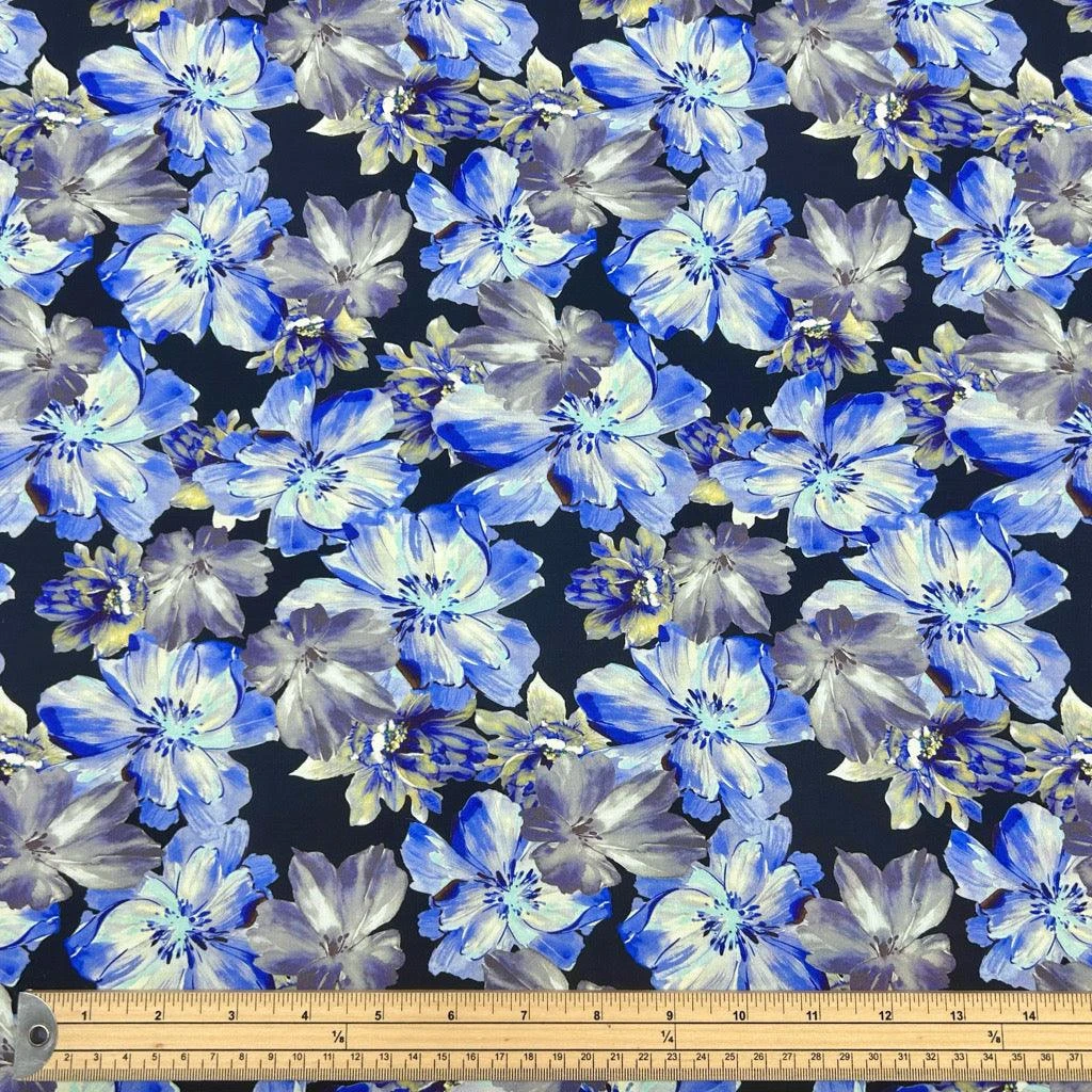 Midnight Floral Viscose Challis Fabric - Breathable Floral Rayon for Summer Dressmaking 2 Midnight Floral Viscose Challis Fabric - Breathable Floral Rayon for Summer Dressmaking - Image 2