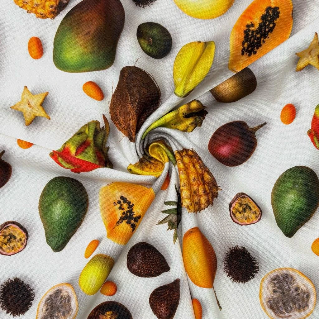 Tropical Fruit Digital Print Cotton Canvas Fabric - Oeko-Tex Certified 4 Tropical Fruit Digital Print Cotton Canvas Fabric - Oeko-Tex Certified - Image 4