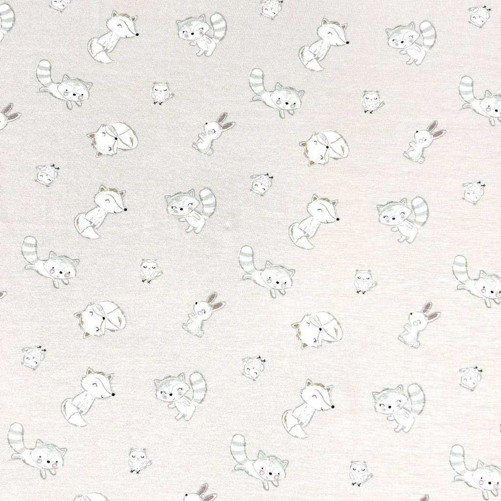Woodland Animals Bamboo Cotton Jersey Fabric - Soft 4-Way Stretch Knit 5 Woodland Animals Bamboo Cotton Jersey Fabric - Soft 4-Way Stretch Knit - Image 5