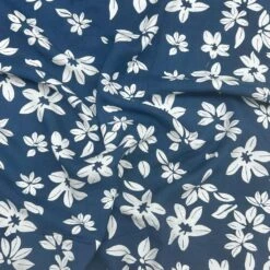 Floral Viscose Challis Fabric - Scattered White Flowers - 142cm Wide -Pound Fabrics Sale Store A9A5A793 88DB 4246 A107 712A59212333