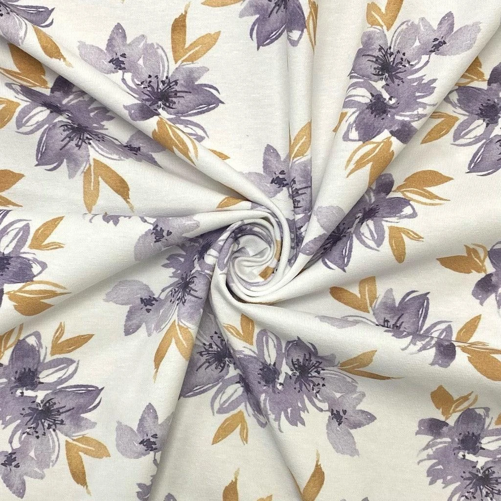 Premium Large Floral Bunches on White Cotton Jersey Fabric - Oeko-Tex Certified 4 Premium Large Floral Bunches on White Cotton Jersey Fabric - Oeko-Tex Certified - Image 4