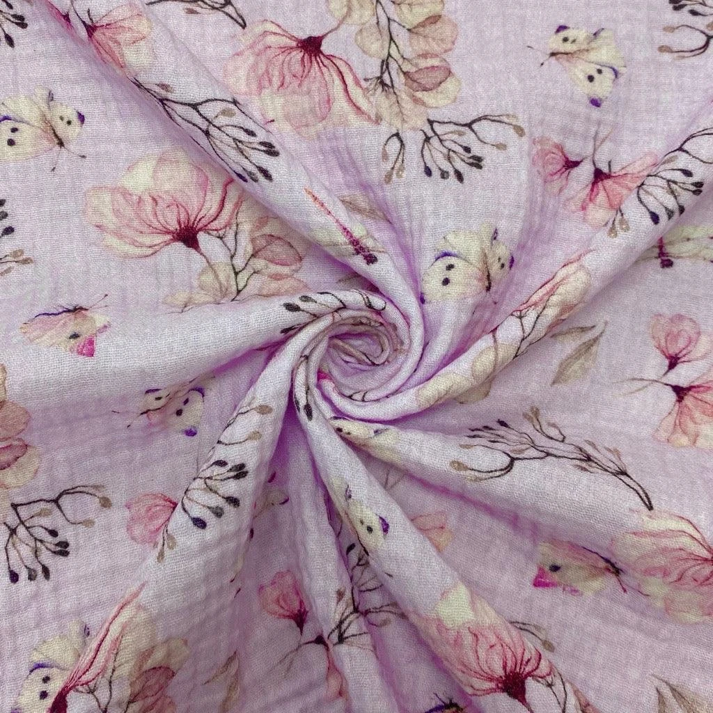 Floral & Butterfly Cotton Double Gauze Fabric 5 Floral & Butterfly Cotton Double Gauze Fabric - Image 5