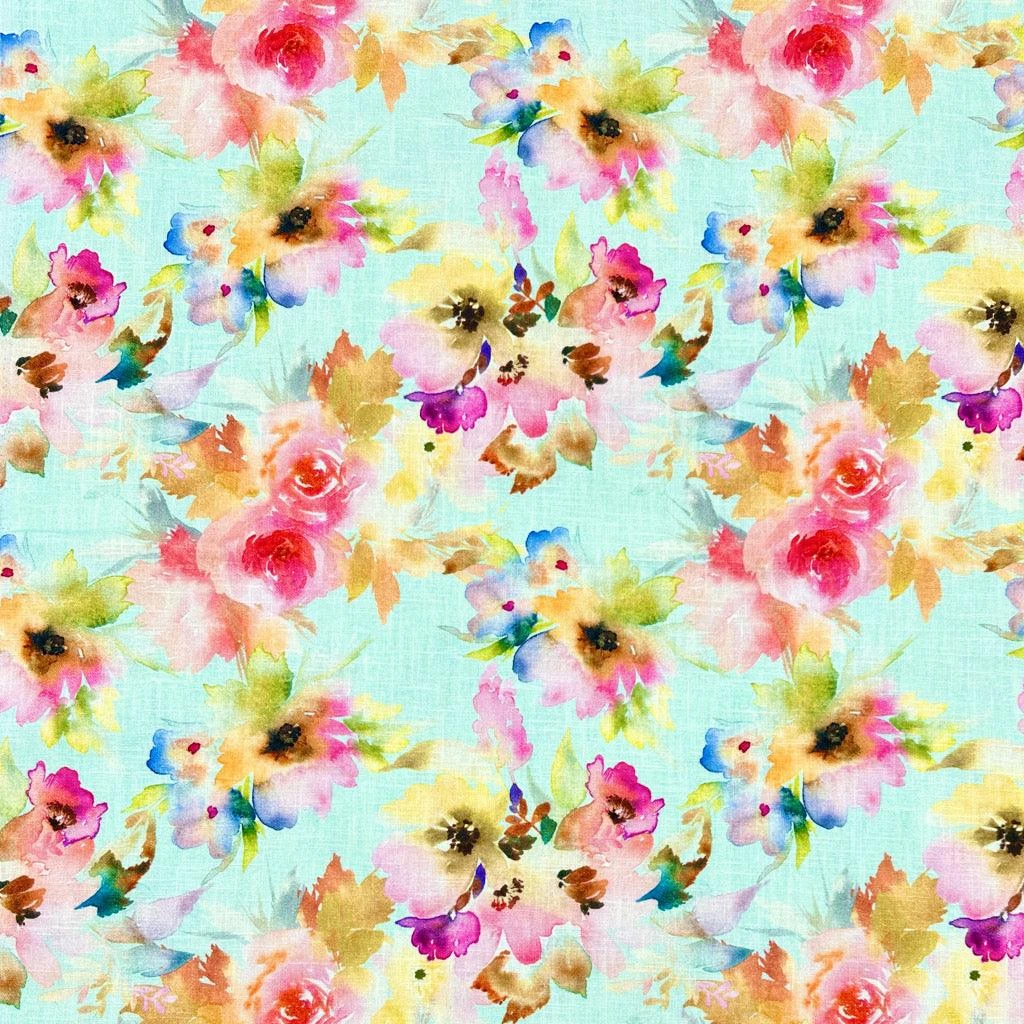 Bright Flowers Linen Blend Fabric 1 Bright Flowers Linen Blend Fabric