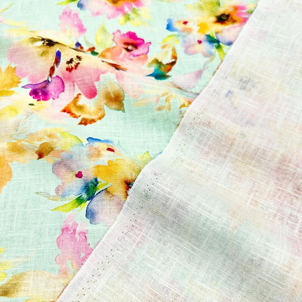 Bright Flowers Linen Blend Fabric 4 Bright Flowers Linen Blend Fabric - Image 4