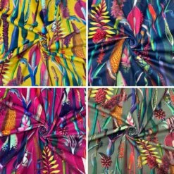 Abstract Plants Digital Velvet Fabric | Luxury Upholstery & Curtain Material