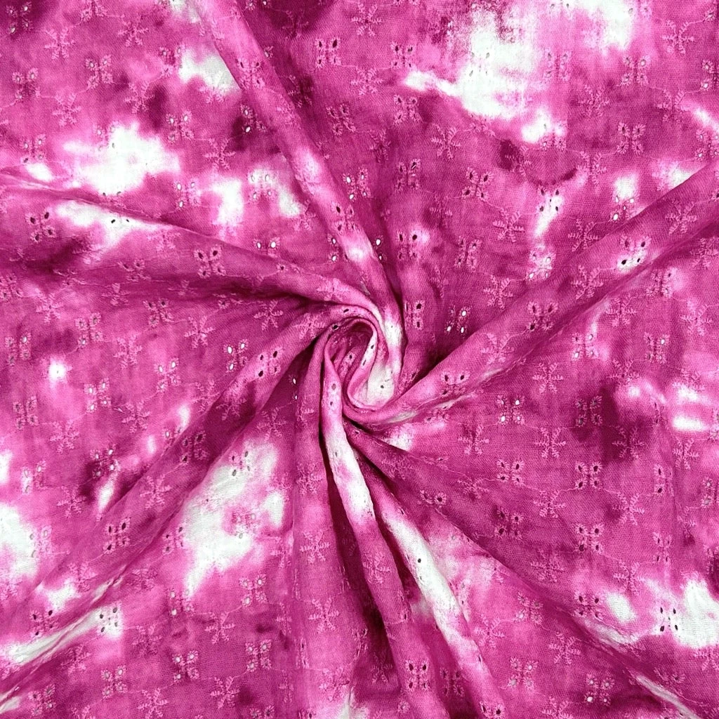 Premium Floral Embroidered Tie-Dye Double Gauze Cotton Fabric 4 Premium Floral Embroidered Tie-Dye Double Gauze Cotton Fabric - Image 4
