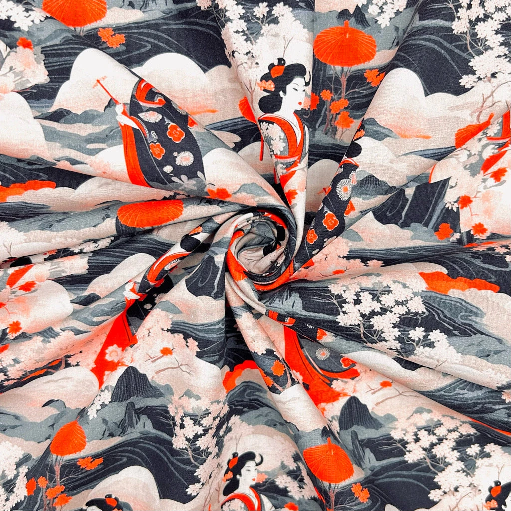 Rose & Hubble Geisha's Paradise Cotton Poplin Fabric 3 Rose & Hubble Geisha's Paradise Cotton Poplin Fabric - Image 3