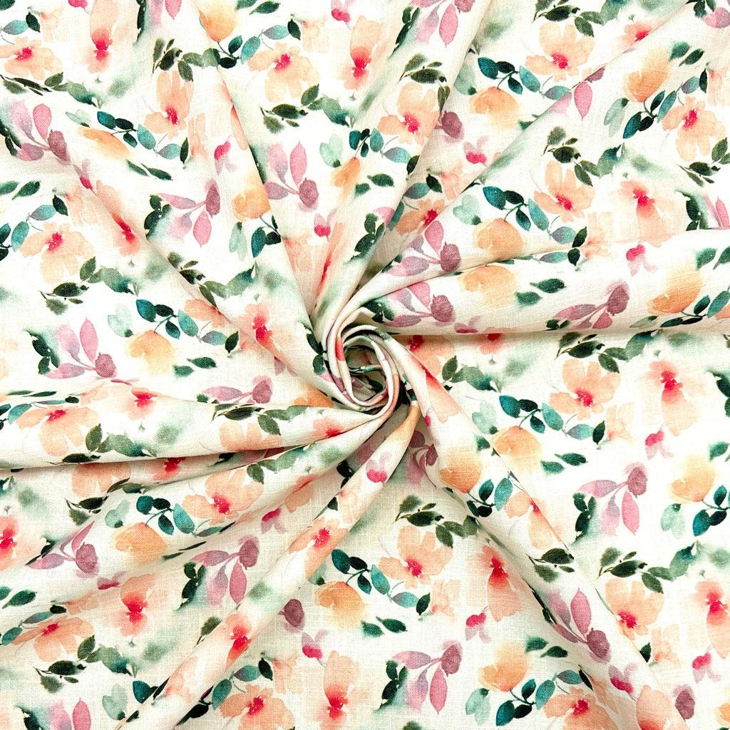 Premium Pastel Floral Linen Cotton Blend Fabric for Summer Wear 2 Premium Pastel Floral Linen Cotton Blend Fabric for Summer Wear - Image 2