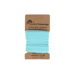 20mm Cotton Stretch Bias Binding Tape for Jersey and Elastic Fabrics (3m) -Pound Fabrics Sale Store AquaBlue