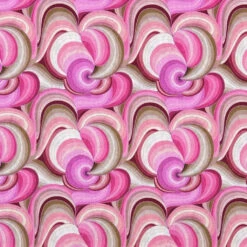 Little Johnny Pink Whirl Abstract Linen Mix Fabric