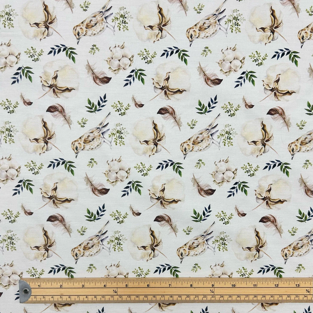 Bird Print Cotton Poplin Fabric - Oeko-Tex Certified 100% Cotton 2 Bird Print Cotton Poplin Fabric - Oeko-Tex Certified 100% Cotton - Image 2