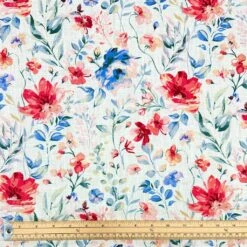 Premium Coral and Blue Floral Linen Blend Fabric for Summer Dressmaking -Pound Fabrics Sale Store B19B8CB5 6689 4603 9C0D 6693E09365AF