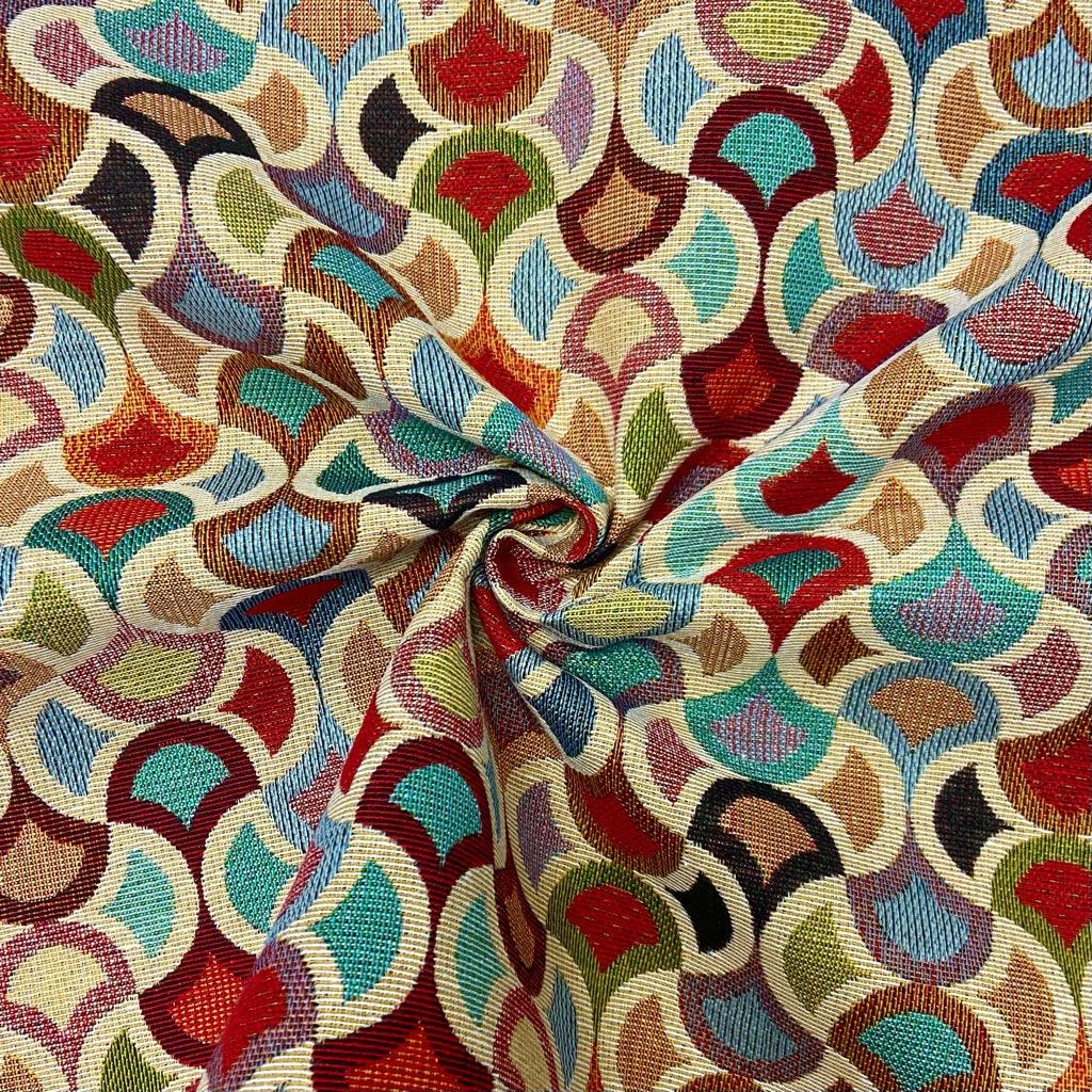 Multicolour Abstract Tiles Tapestry Fabric for Upholstery and Curtains 1 Multicolour Abstract Tiles Tapestry Fabric for Upholstery and Curtains