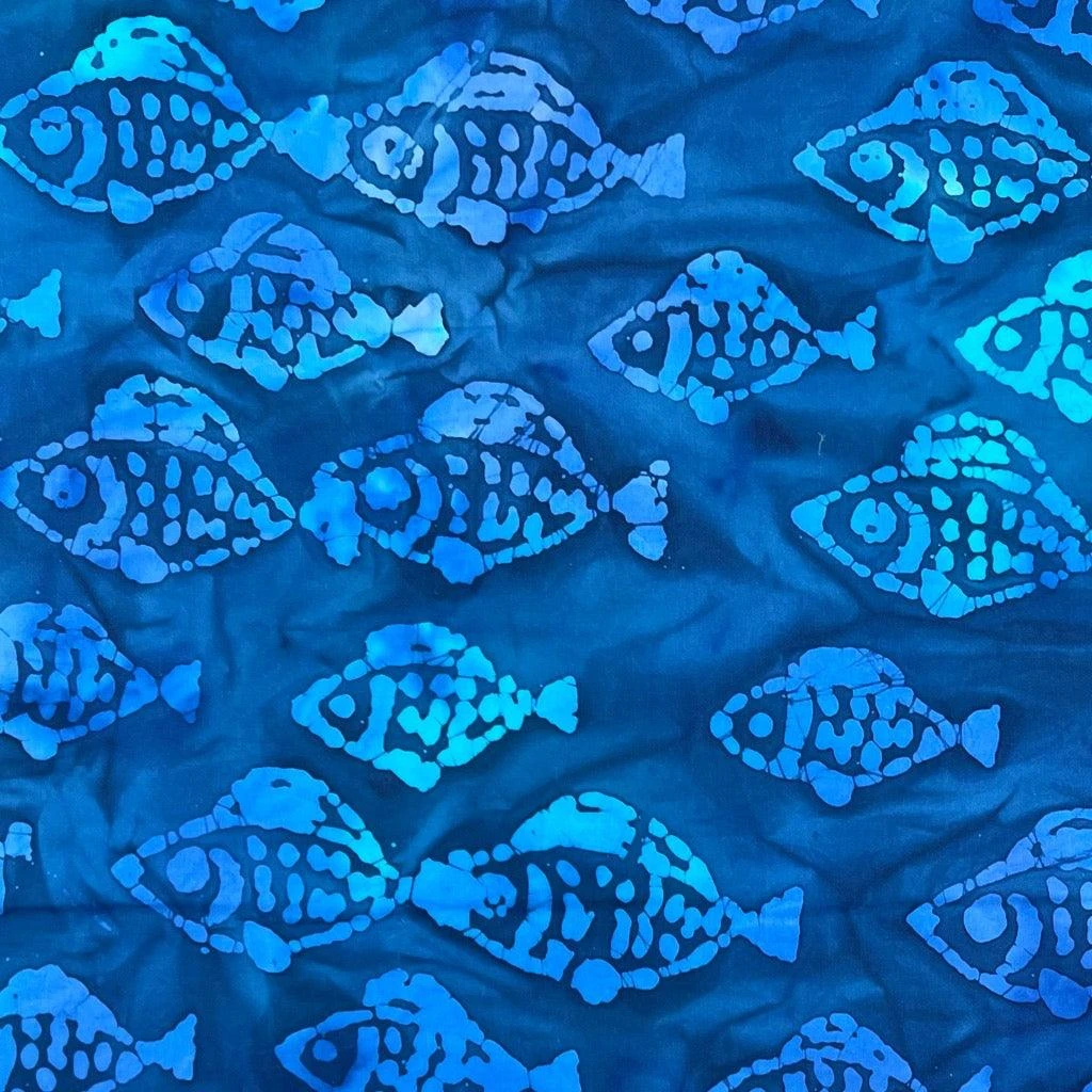 John Louden Fish Cotton Batik Fabric - Hand-Printed 100% Cotton 2 John Louden Fish Cotton Batik Fabric - Hand-Printed 100% Cotton - Image 2