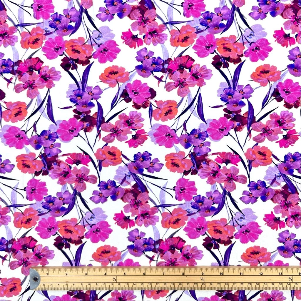 Floral Cotton Jersey Fabric - Premium Oeko-Tex Certified Stretch Cotton Lycra 2 Floral Cotton Jersey Fabric - Premium Oeko-Tex Certified Stretch Cotton Lycra - Image 2