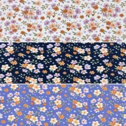 Organic Cotton Jersey Fabric - Simple Flower Bunches Premium Stretch