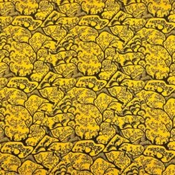 Enchanted Forest Print Mustard Crepe Fabric for Dressmaking