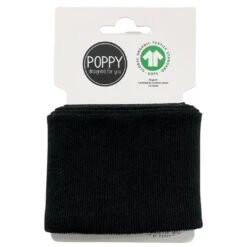 Premium Organic Ribbed Cuffing Fabric - 135cm Pre-Cut Length -Pound Fabrics Sale Store Black