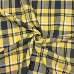 Yellow and Black Checkered Suiting Fabric - Premium Woven Polyester