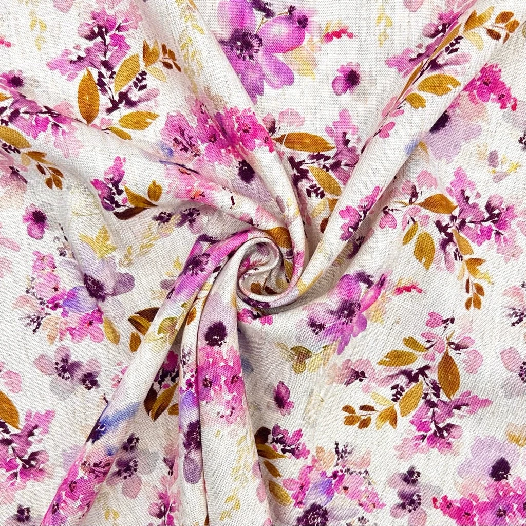 Floral Mist Linen Viscose Blend Fabric - Digital Floral Print for Dressmaking 4 Floral Mist Linen Viscose Blend Fabric - Digital Floral Print for Dressmaking - Image 4