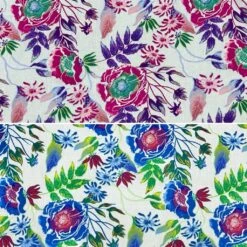 Floral Cotton Linen Fabric - Bright Meadow Summer Dress Material