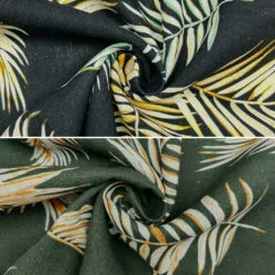 Tropical Palm Leaf Viscose Linen Blend Fabric - 170gsm Dressmaking Material