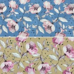 Premium Pink Floral Linen Viscose Blend Fabric - Soft Summer Drape