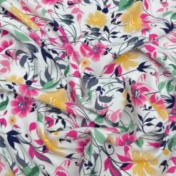 Soft Floral Viscose Challis Fabric - Pink and Yellow Summer Print -Pound Fabrics Sale Store C74E3146 7145 449D 99F4 85ACF4B80112