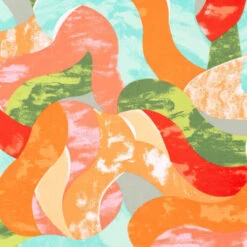 Bamboo Poplin Fabric: Colourful Waves Abstract Print - Oeko-Tex Certified