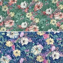 Vintage Floral Linen Viscose Fabric - Premium Dressmaking Material