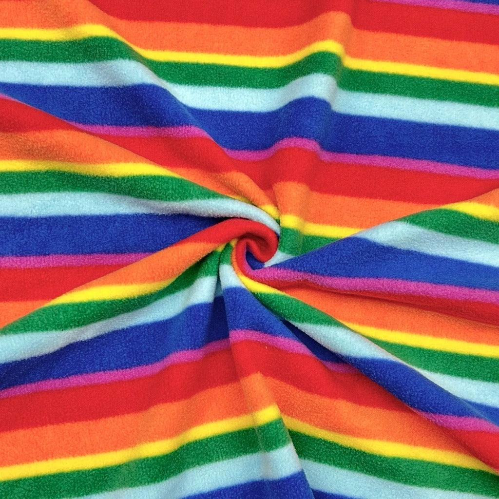Rainbow Stripe Anti-Pill Polar Fleece Fabric - Soft & Durable 290gsm 3 Rainbow Stripe Anti-Pill Polar Fleece Fabric - Soft & Durable 290gsm - Image 3