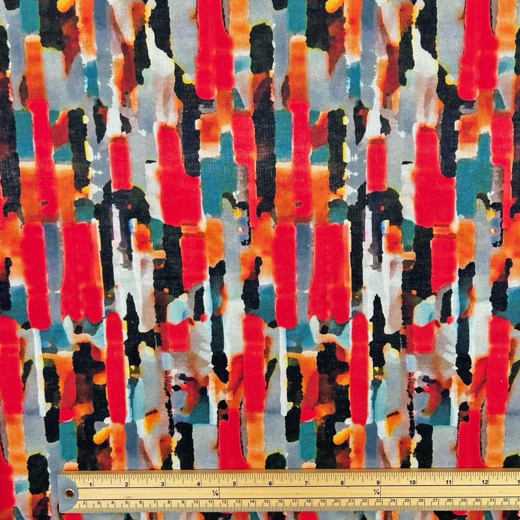 Cotton Linen Blend Fabric - Vibrant Waves Abstract Print - 134cm 2 Cotton Linen Blend Fabric - Vibrant Waves Abstract Print - 134cm - Image 2