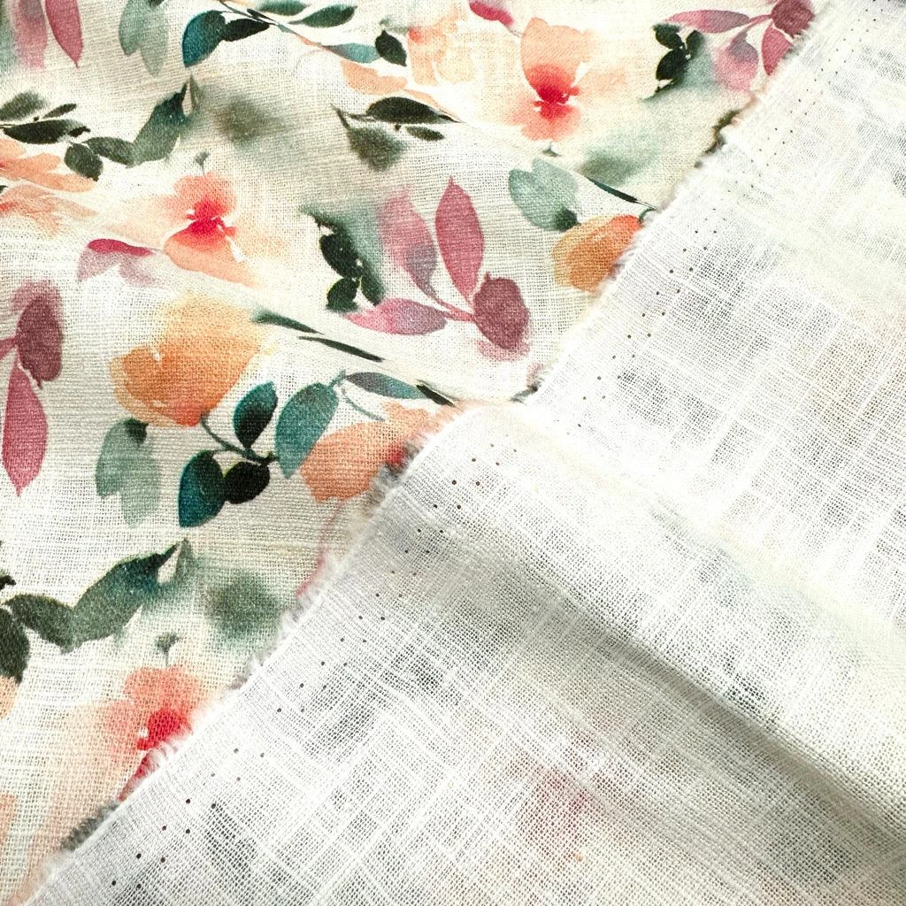 Premium Pastel Floral Linen Cotton Blend Fabric for Summer Wear 4 Premium Pastel Floral Linen Cotton Blend Fabric for Summer Wear - Image 4