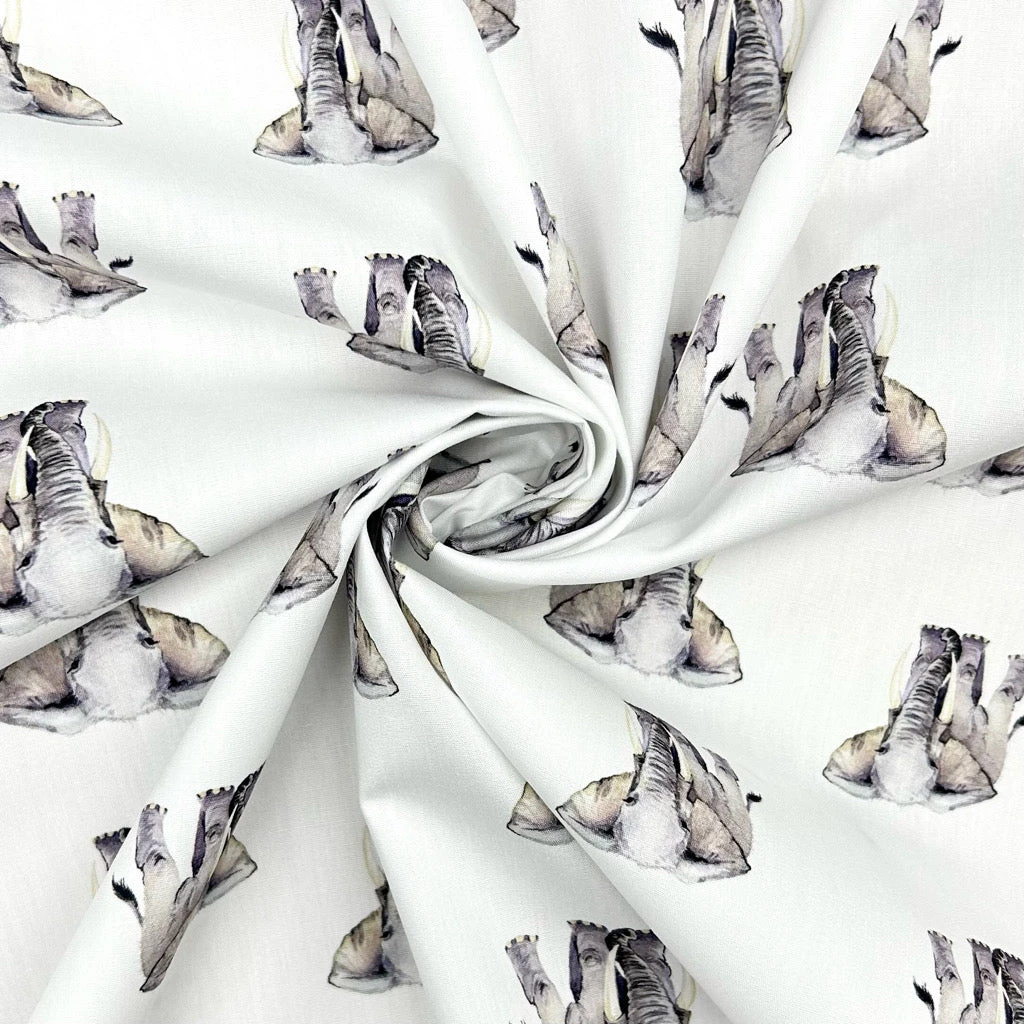 Premium Elephant Print Cotton Poplin Fabric - 100% Cotton for Dressmaking 3 Premium Elephant Print Cotton Poplin Fabric - 100% Cotton for Dressmaking - Image 3