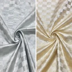 Metallic Small Check Lame Fabric - High-Shine Shimmer Material