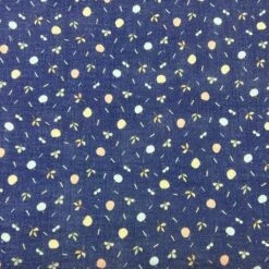 Navy Double Gauze Fabric with Mini Fruit Print - 100% Soft Cotton Muslin