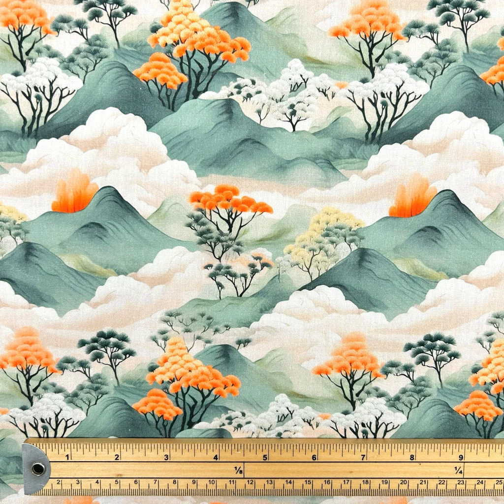 Rose & Hubble Mountain Fog Landscape Cotton Poplin Fabric 2 Rose & Hubble Mountain Fog Landscape Cotton Poplin Fabric - Image 2