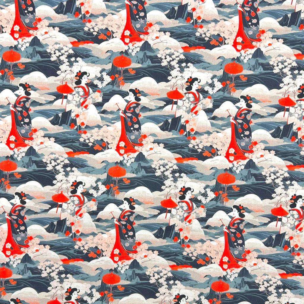Rose & Hubble Geisha's Paradise Cotton Poplin Fabric 1 Rose & Hubble Geisha's Paradise Cotton Poplin Fabric