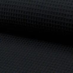 Premium 100% Cotton Waffle Fabric - Oeko-Tex Certified Honeycomb -Pound Fabrics Sale Store Cotton Waffle Fabric Black