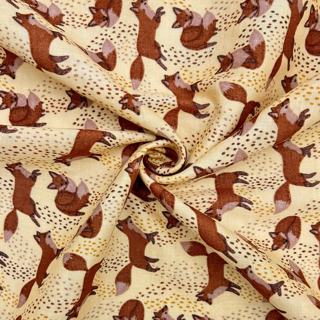 Fox Print Flat Double Gauze 100% Cotton Fabric 3 Fox Print Flat Double Gauze 100% Cotton Fabric - Image 3