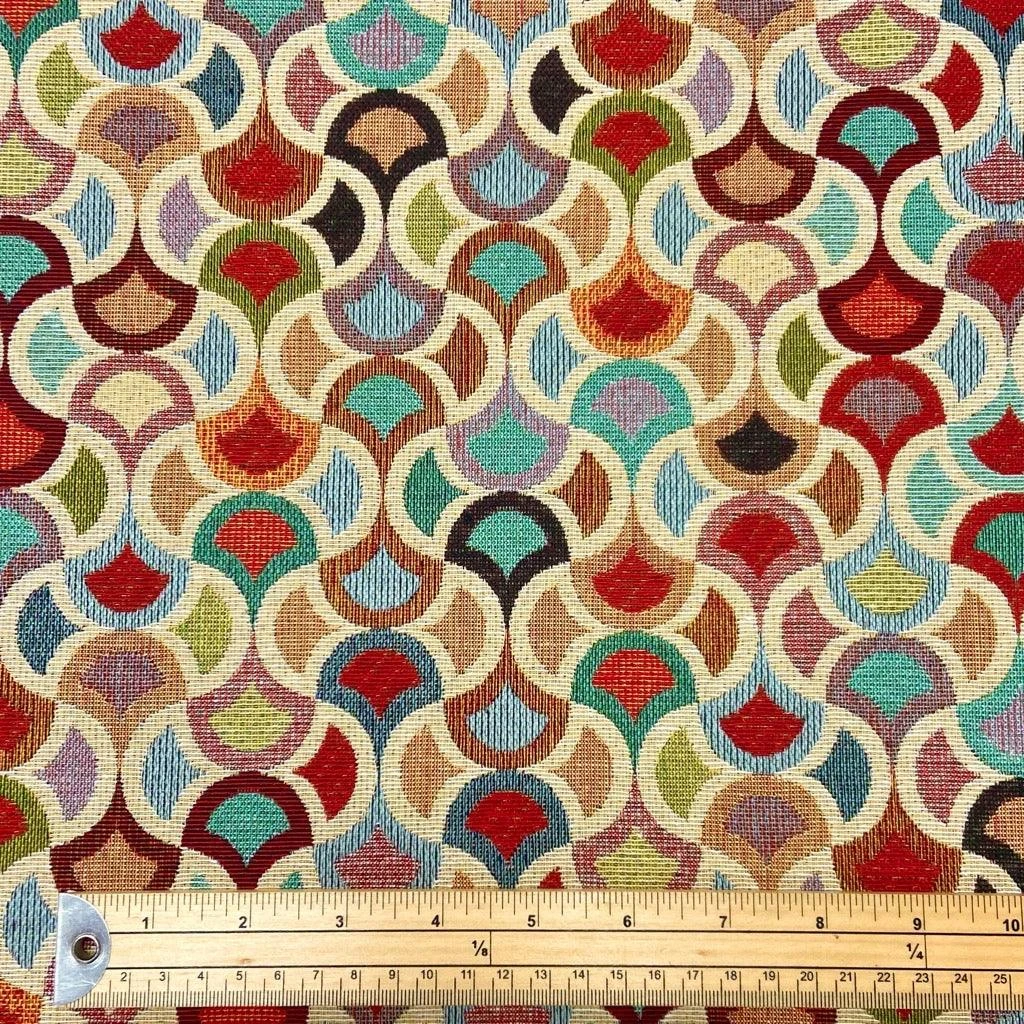 Multicolour Abstract Tiles Tapestry Fabric for Upholstery and Curtains 2 Multicolour Abstract Tiles Tapestry Fabric for Upholstery and Curtains - Image 2