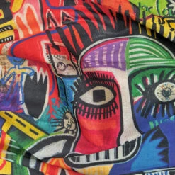 Urban Faces Premium Faux Silk Fabric - Vibrant Multicoloured Print -Pound Fabrics Sale Store D0CF46A8 27A1 48DF 80EF 4D61C241AB37