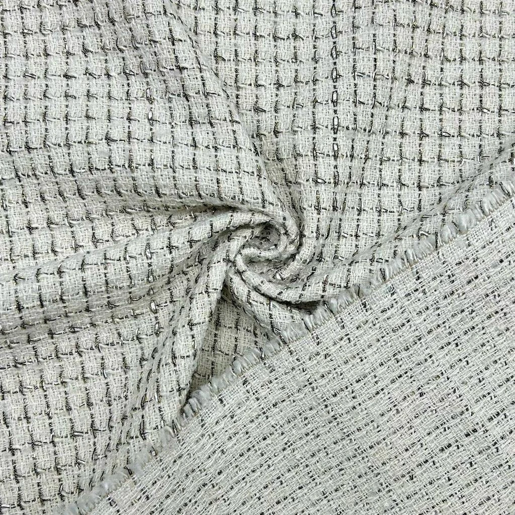 Textured Mini Squares Tweed Fabric with Gold Lurex Sparkle 6 Textured Mini Squares Tweed Fabric with Gold Lurex Sparkle - Image 6