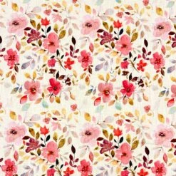Autumn Floral Linen Blend Fabric for Dressmaking and Apparel