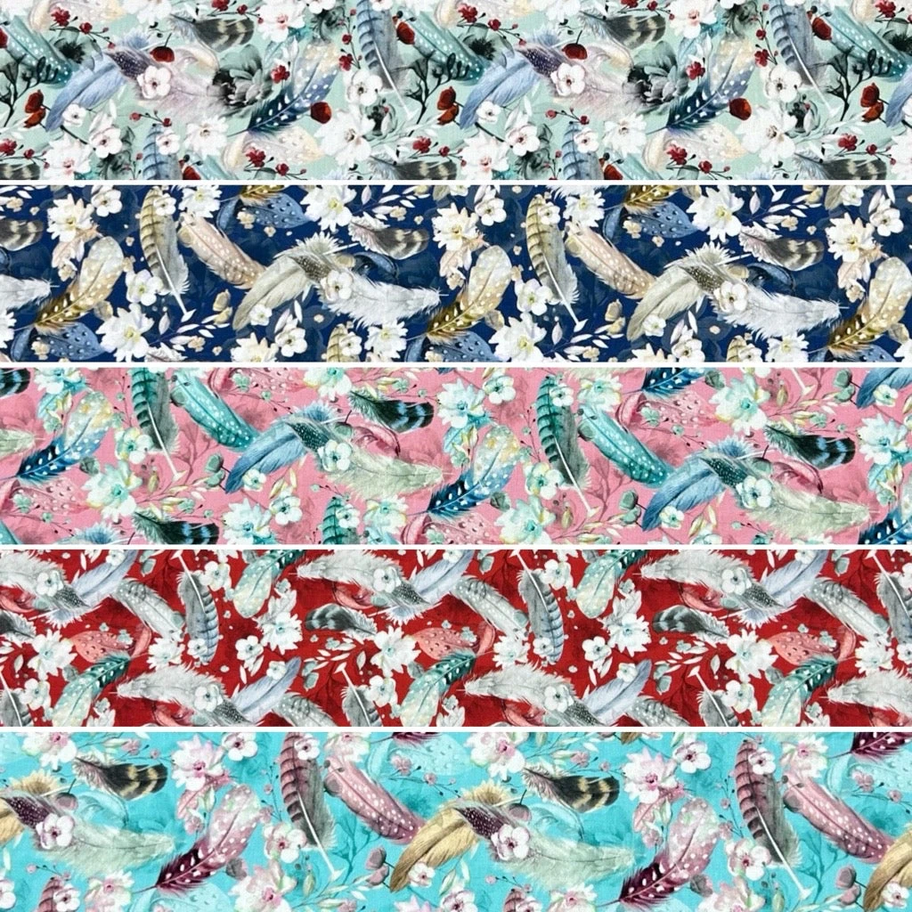 Rose & Hubble Feathers and Flowers Cotton Poplin Fabric - Oeko-Tex Certified 1 Rose & Hubble Feathers and Flowers Cotton Poplin Fabric - Oeko-Tex Certified