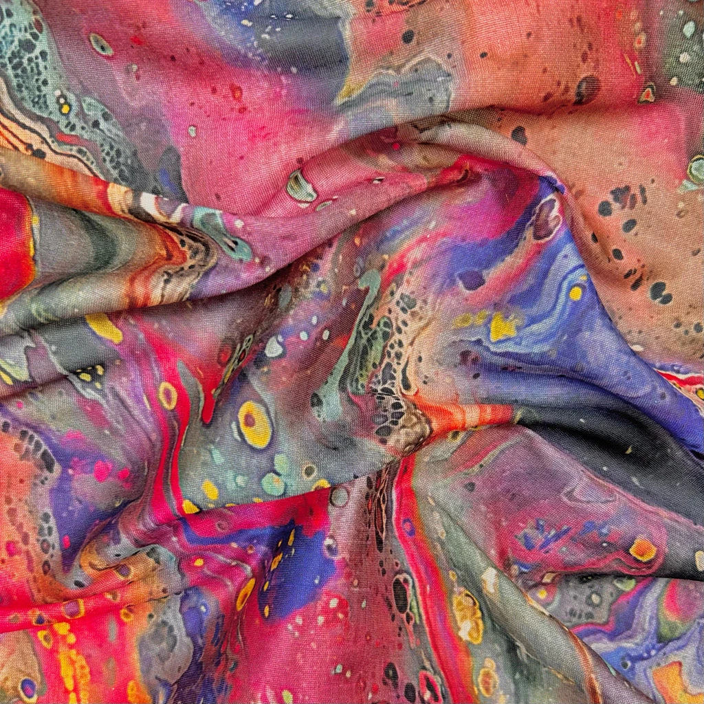 Marble Splash Faux Silk Fabric - Elegant Lightweight Material for Dressmaking 3 Marble Splash Faux Silk Fabric - Elegant Lightweight Material for Dressmaking - Image 3