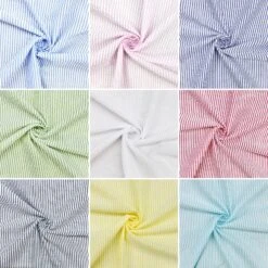 Striped Seersucker Fabric - Lightweight Breathable Poly-Cotton Material